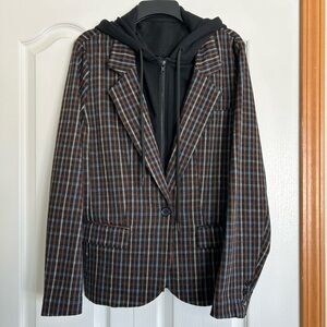 Plaid Women's Jacket with Removable Hoodie
